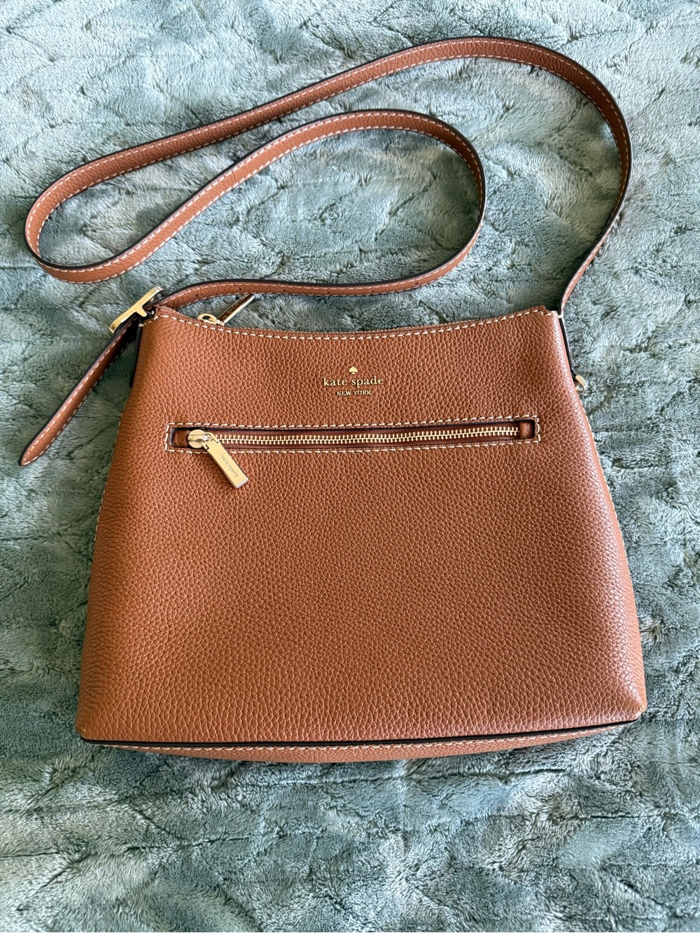 Kate Spade Brown Pebbled Leather Large Swingpack  Crossbody Bag